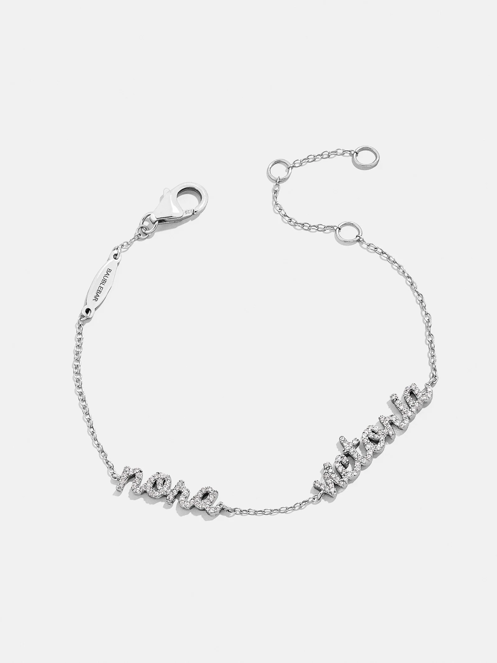 Sterling Silver/Pavé Custom Script Multi Name Bracelet - 2 Names - Image 3