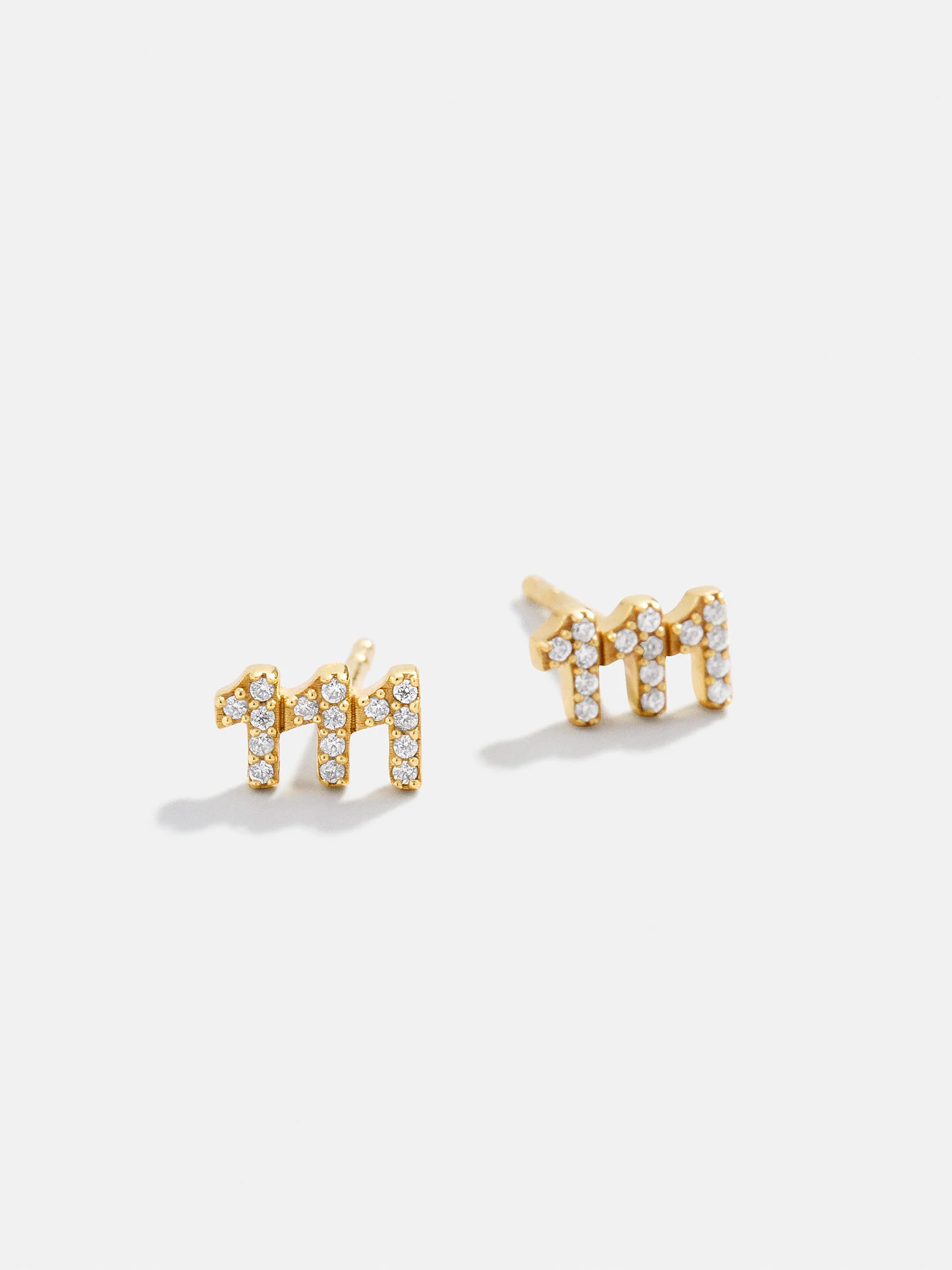 18K Gold Angel Number Earrings - Gold/Pavé - Image 3