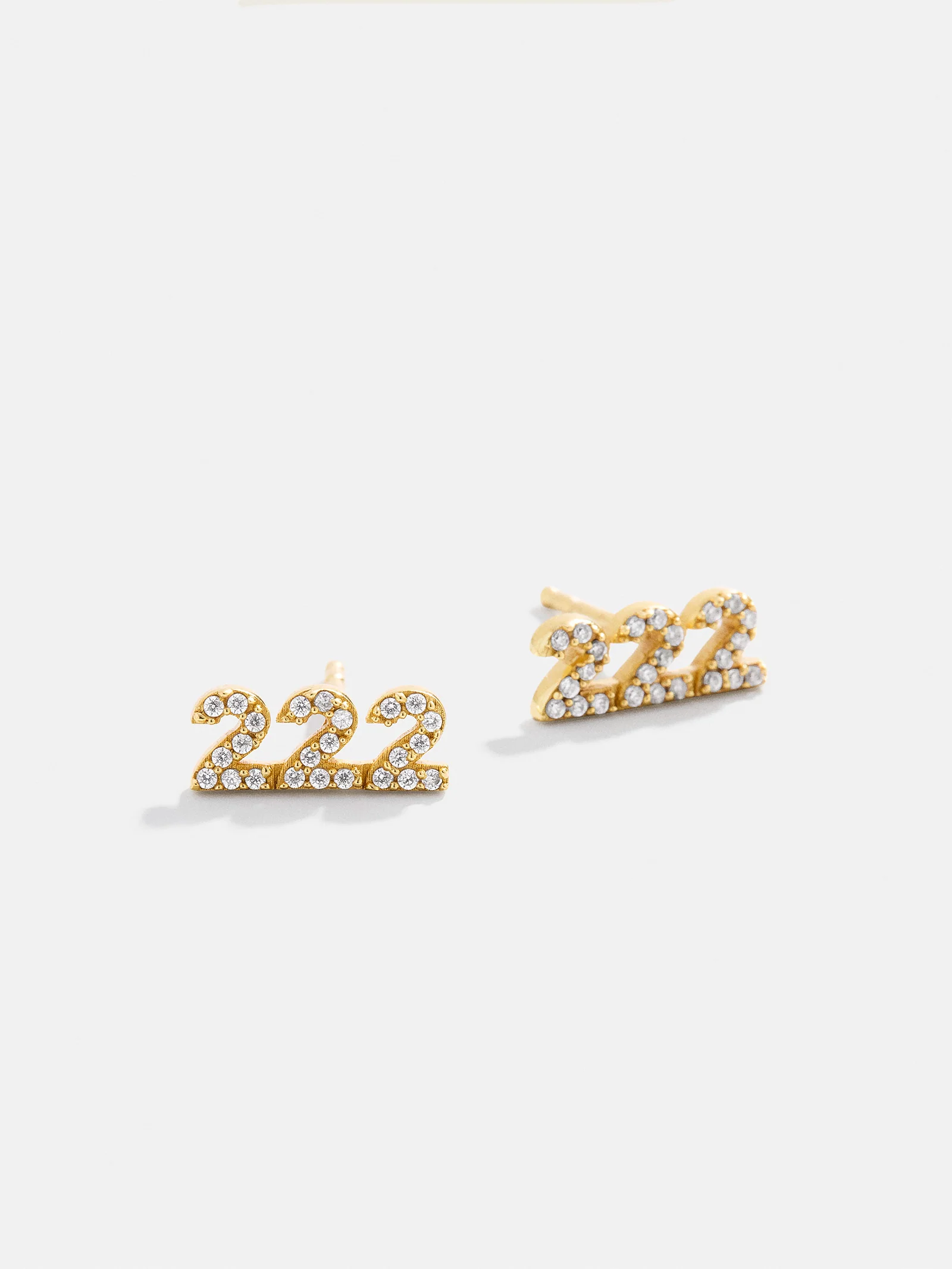 18K Gold Angel Number Earrings - Gold/Pavé - Image 4