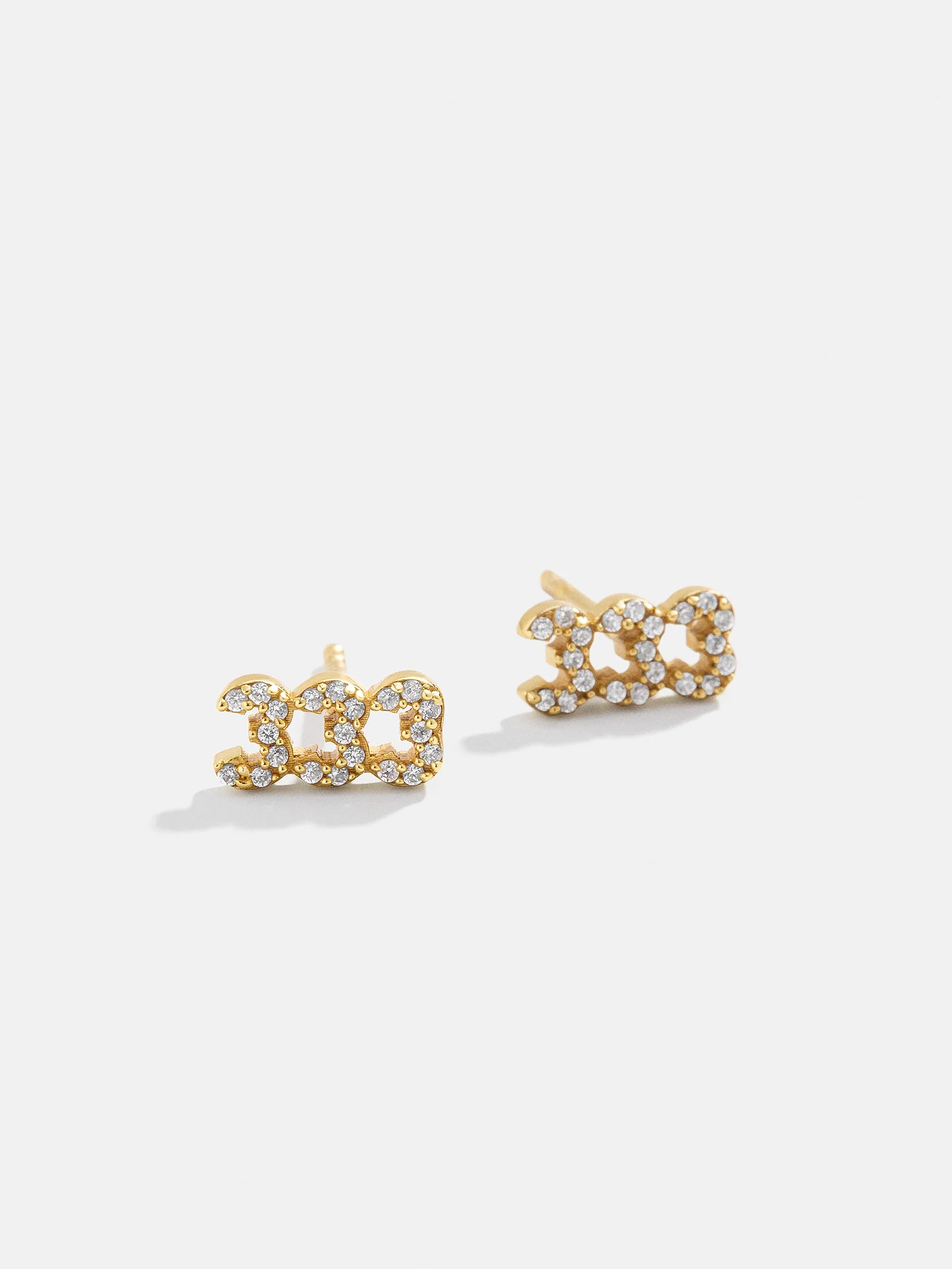 18K Gold Angel Number Earrings - Gold/Pavé - Image 5