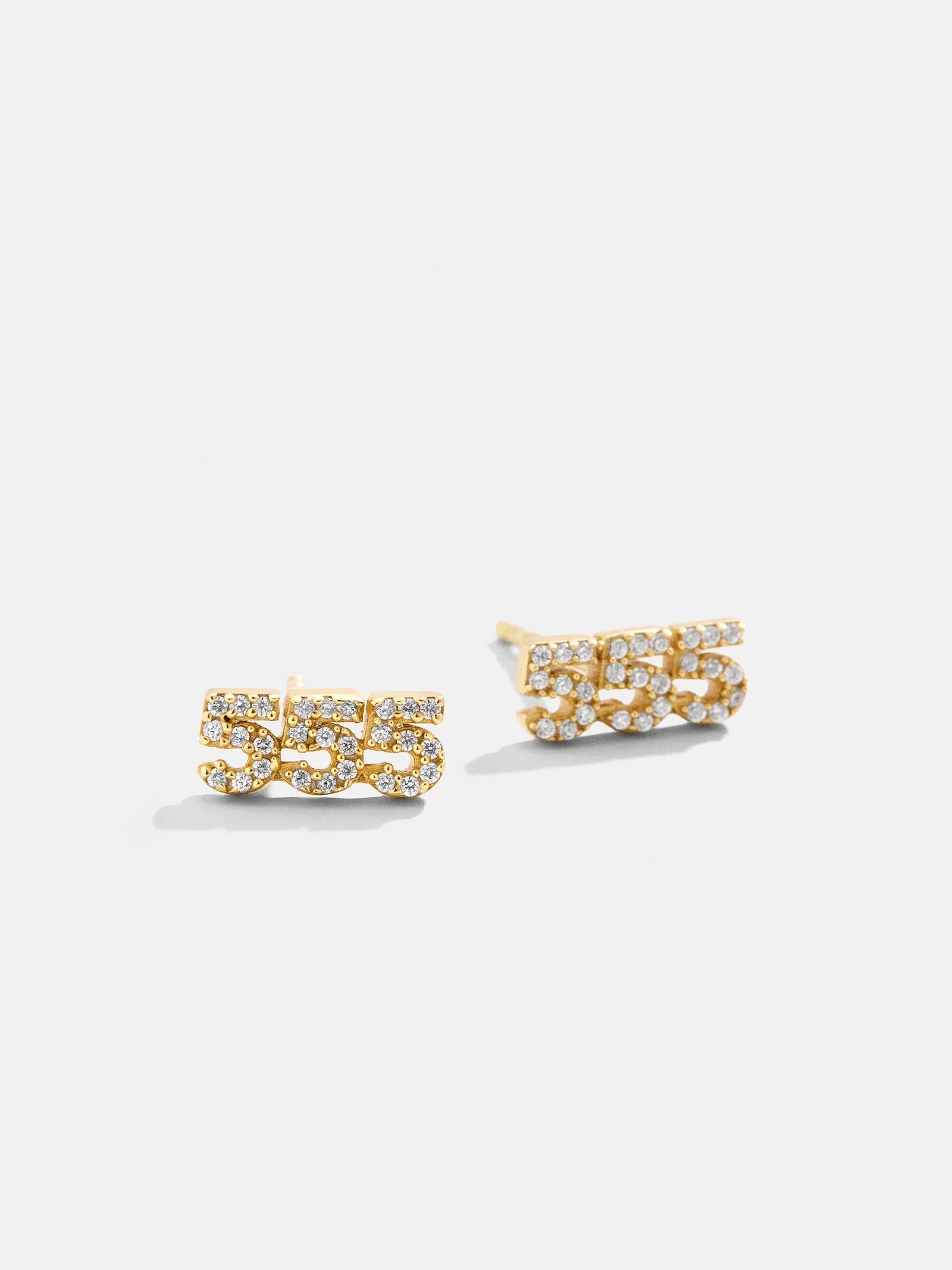 18K Gold Angel Number Earrings - Gold/Pavé - Image 7