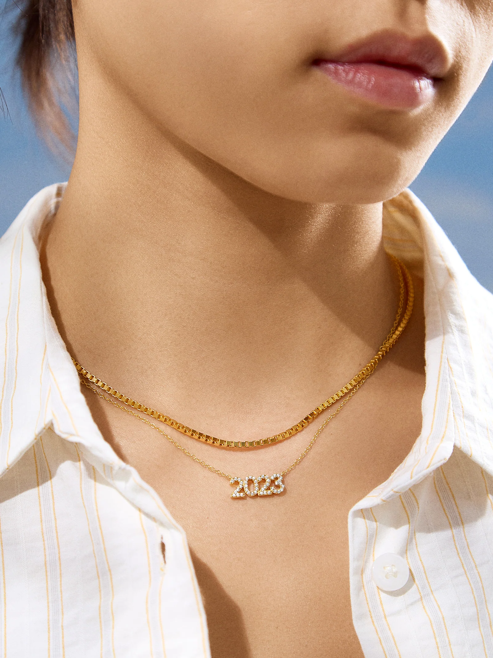 14K Gold Block Font Custom Number Necklace - Block Font Numbers - Image 6