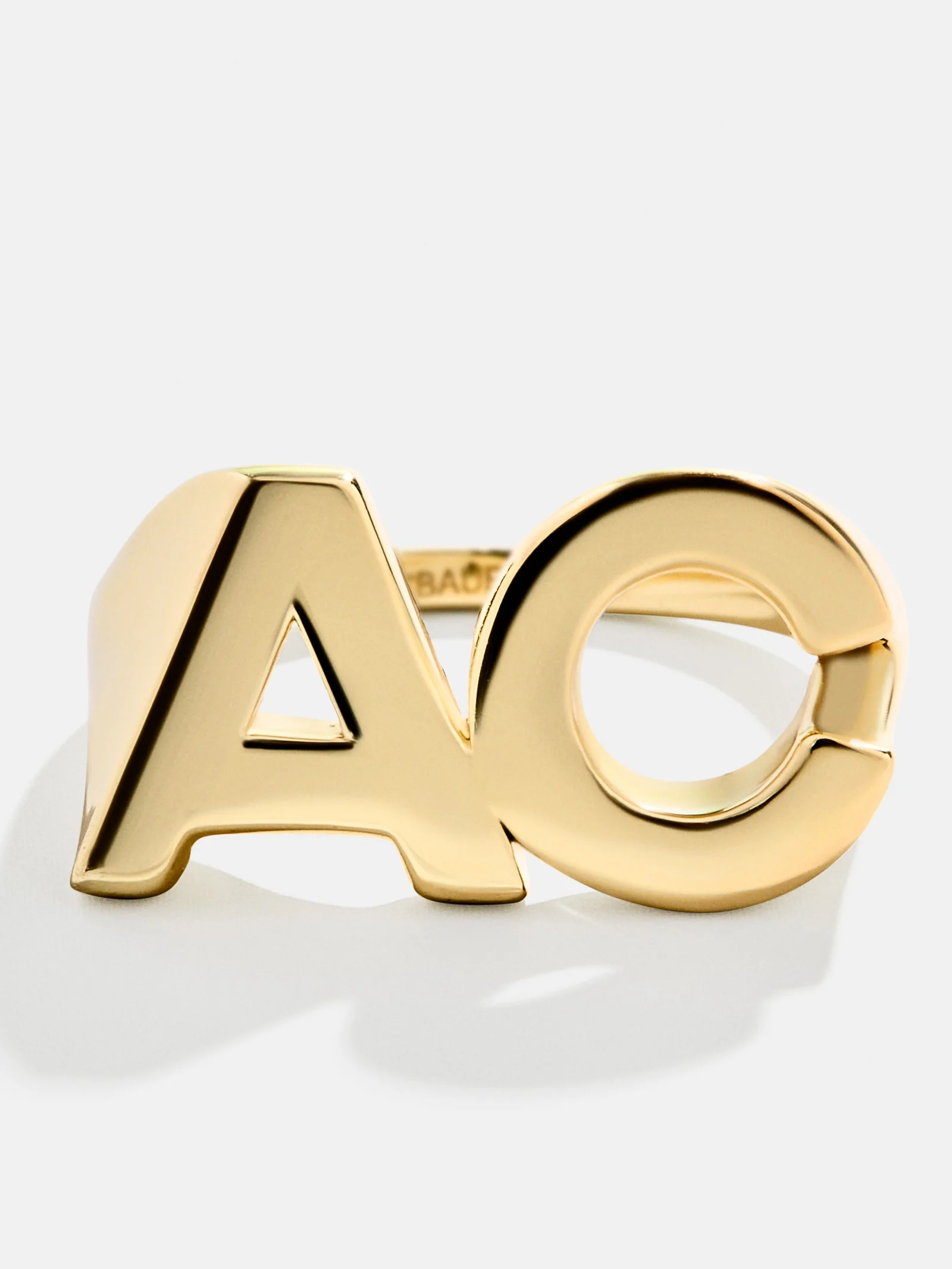 14K Gold Double Custom Initial Block Ring - 14K Gold - Image 3