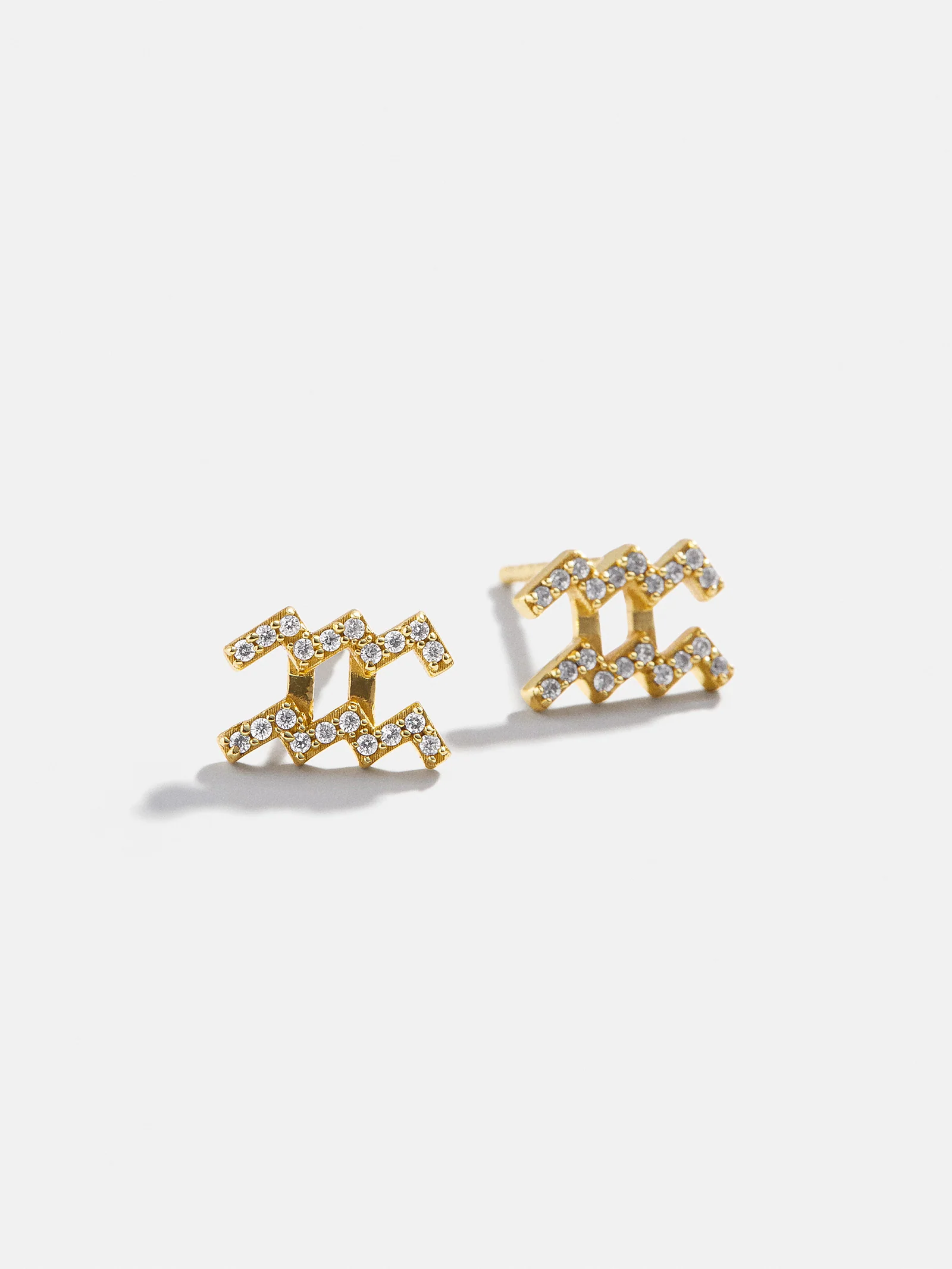18K Gold Zodiac Earrings - 18K Gold. Pavé Cubic Zirconia Stones - Image 5