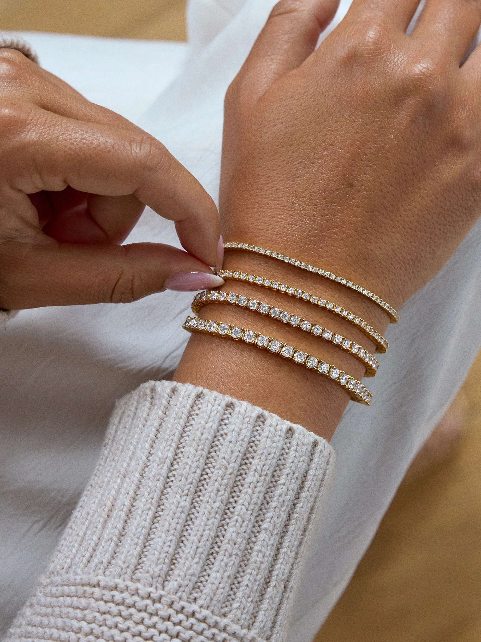 Billie 18K Gold Tennis Bracelet  - 18K Gold Plated Sterling Silver - Image 6