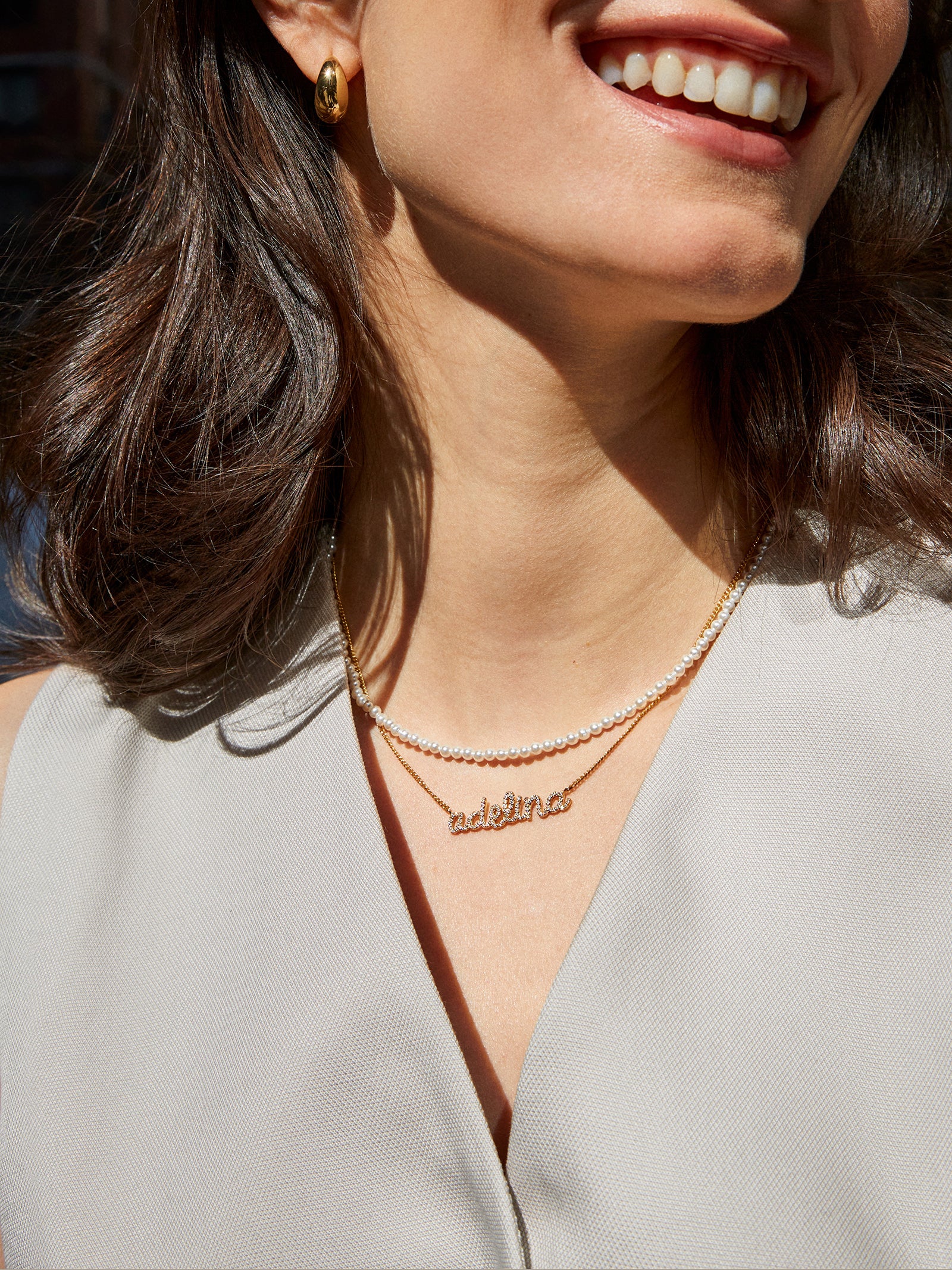 14K Gold Custom Nameplate Necklace - Script - Image 4