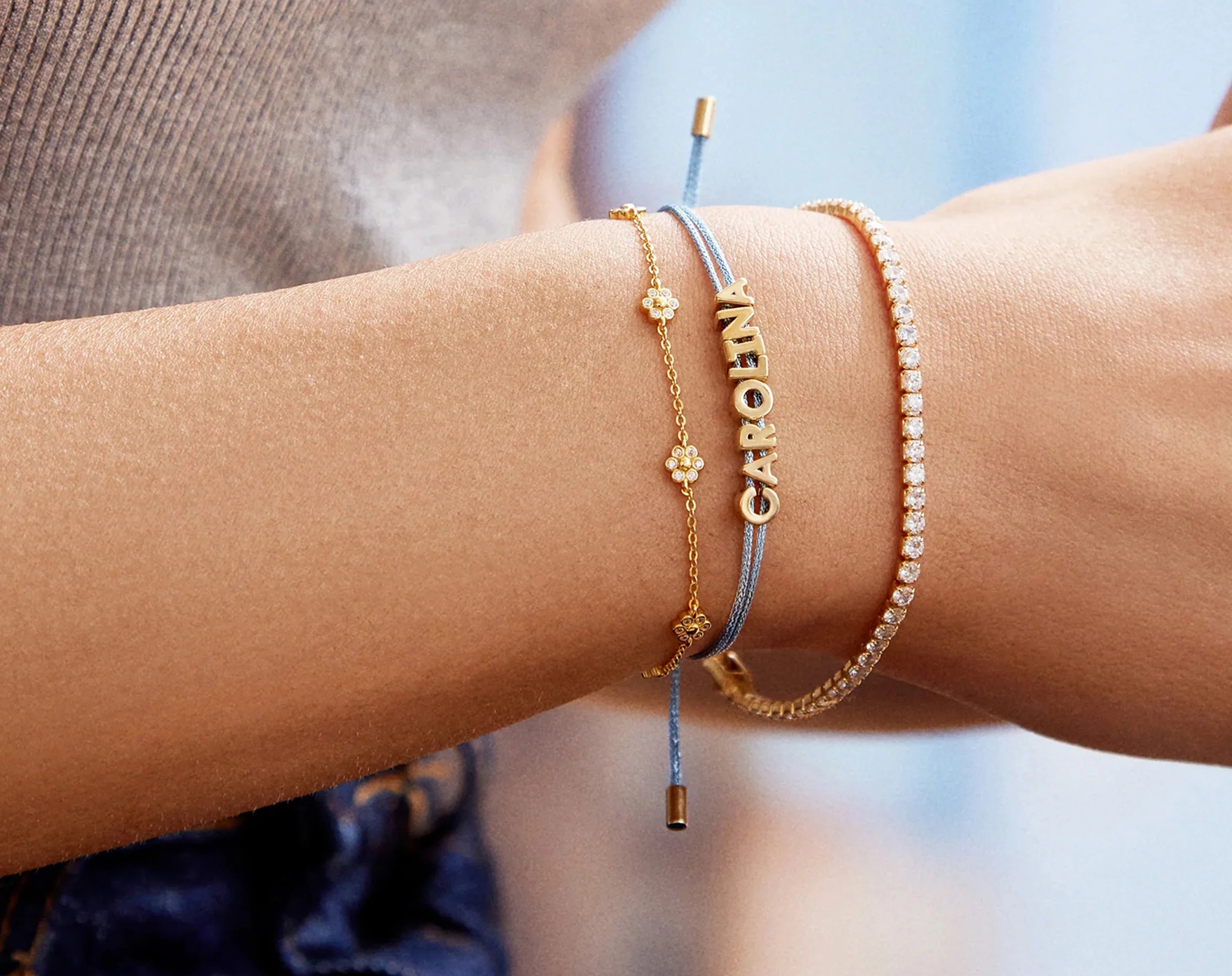 Custom Cord Bracelet - Light Blue - Image 4