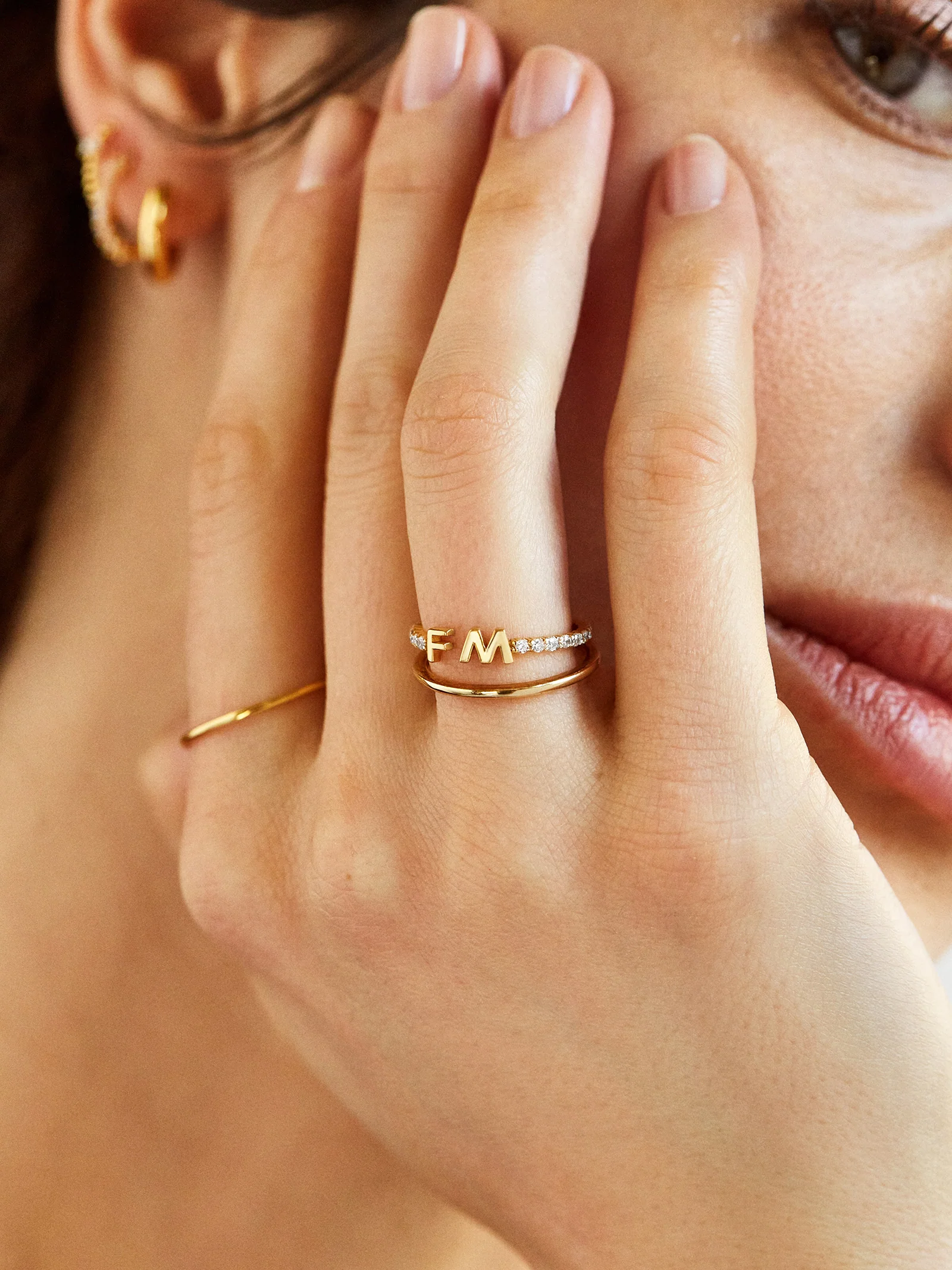 14K Gold Custom Initial Ring - Gold - Image 7