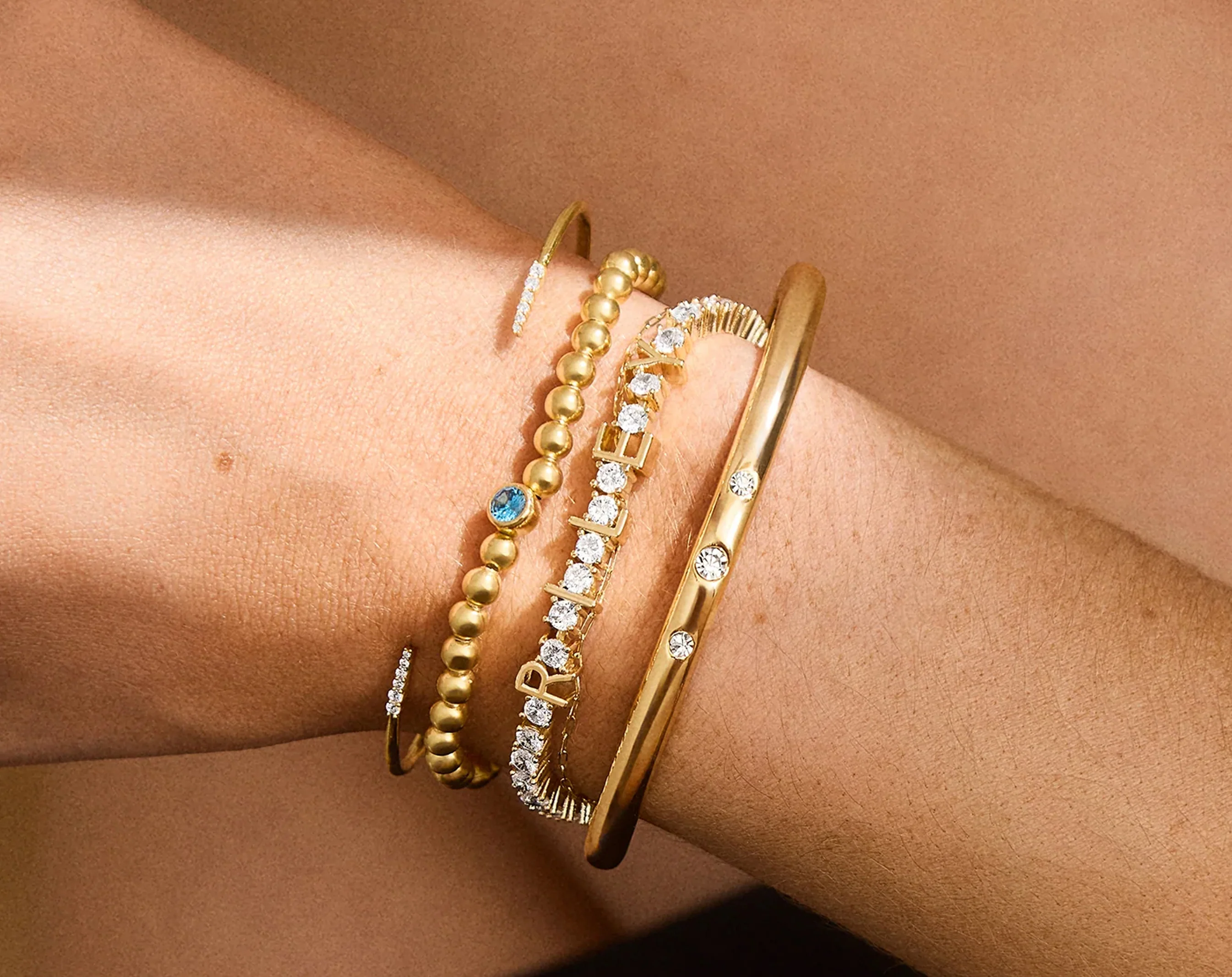 Custom Tennis Bracelet - Gold/Pavé - Image 4