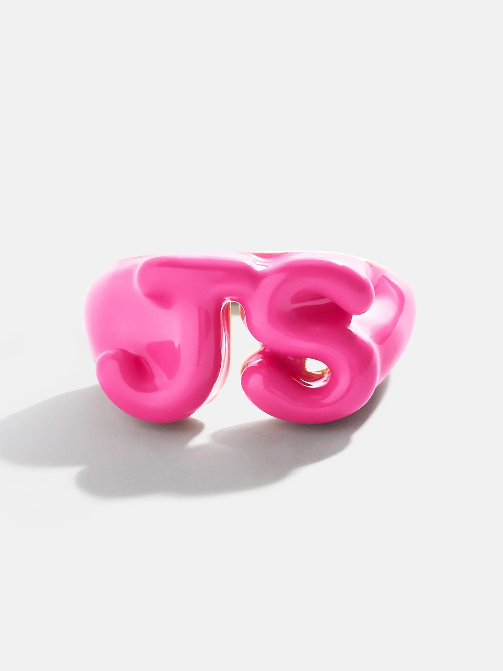 Block Enamel Custom Initial Ring - Hot Pink - Image 3