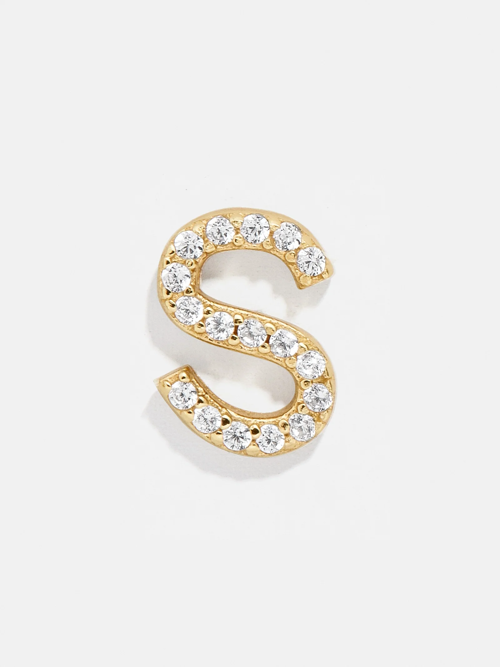 Single 18K Gold Initial Earring - Gold/Pavé - Image 18