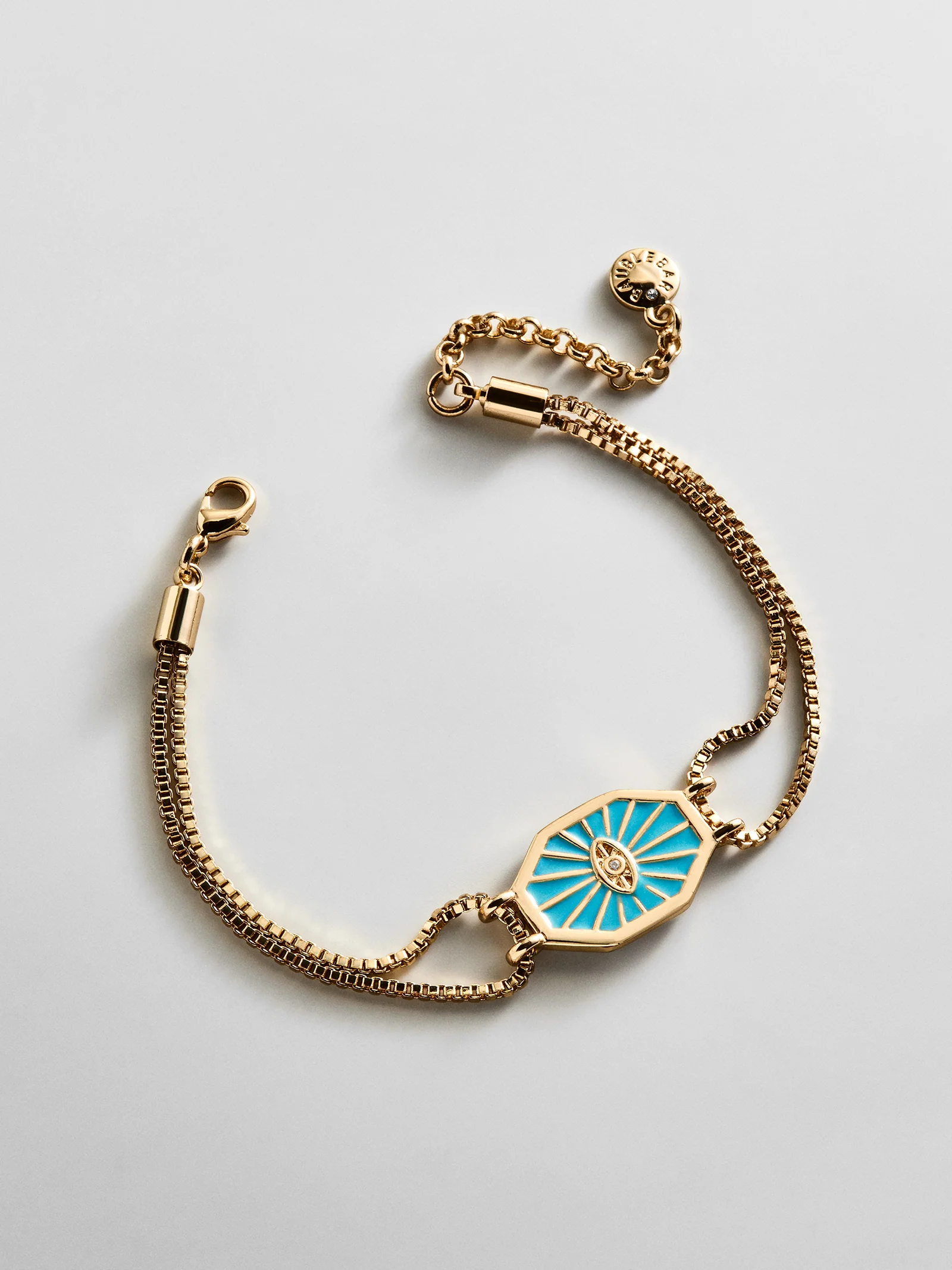 Evil Eye Reversible Bracelet - Gold/Turquoise - Image 5