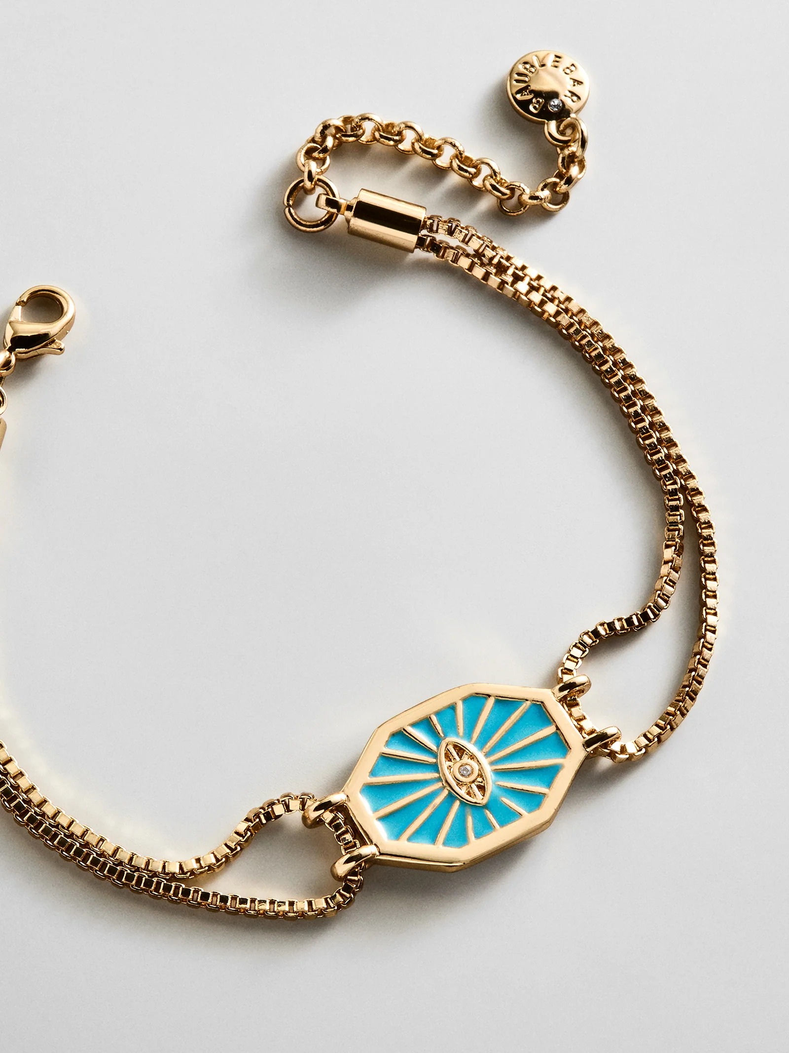 Evil Eye Reversible Bracelet - Gold/Turquoise - Image 8