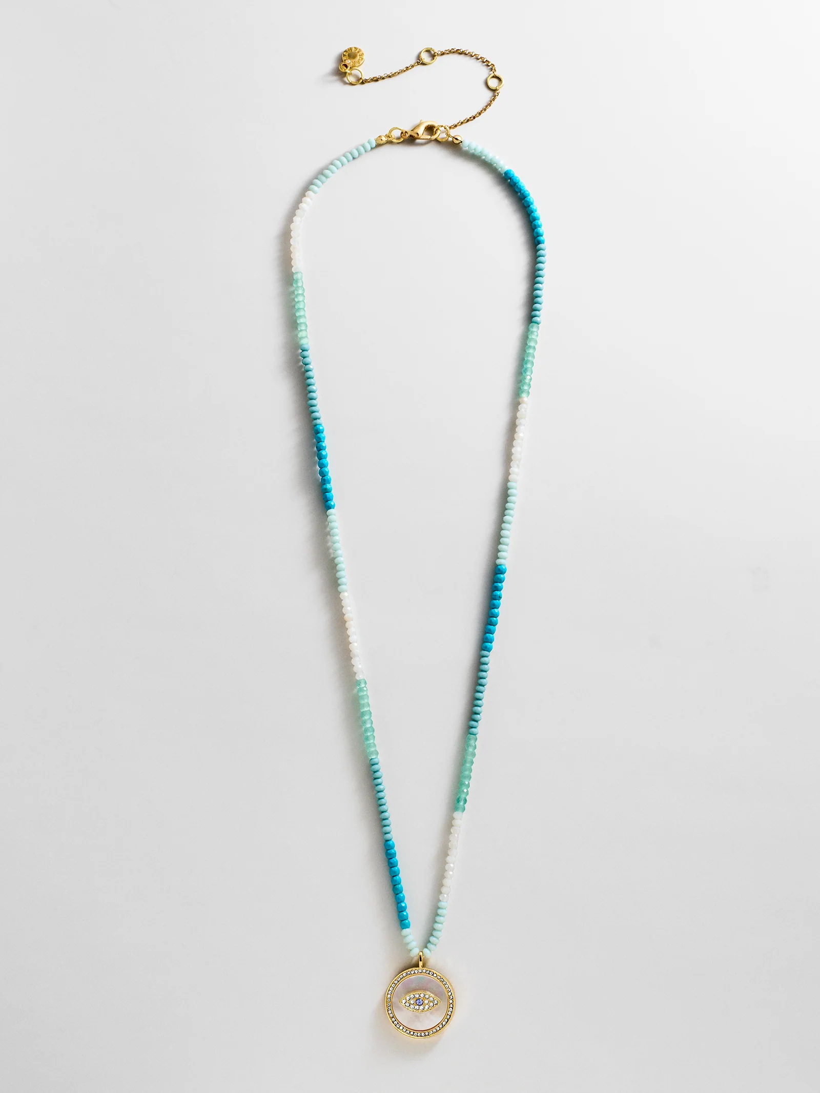 Evil Eye Semi-Precious Necklace - Gold/Blue - Image 4