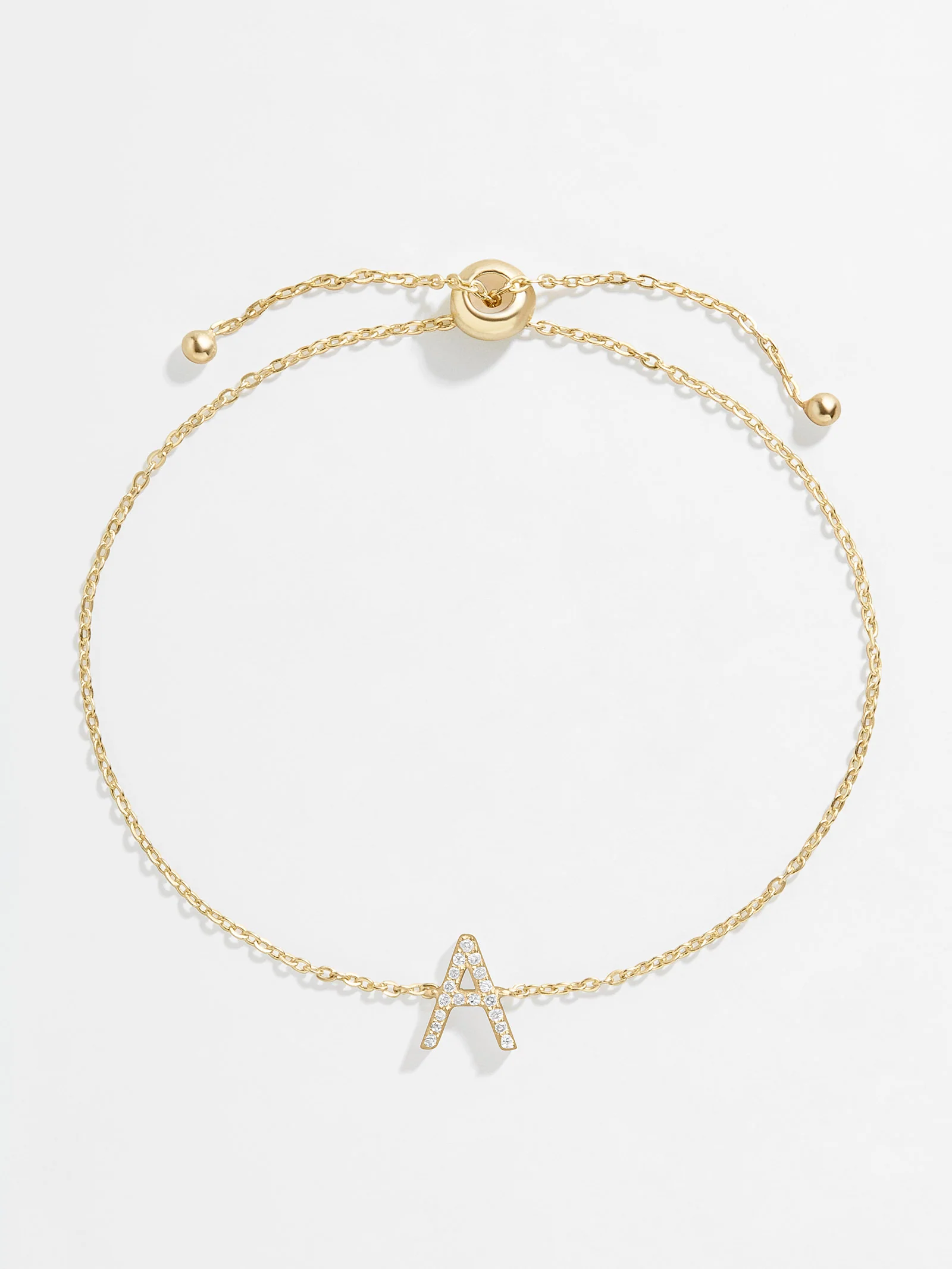 14K Gold & Diamond Initial Bracelet - Gold/Pavé - Image 3