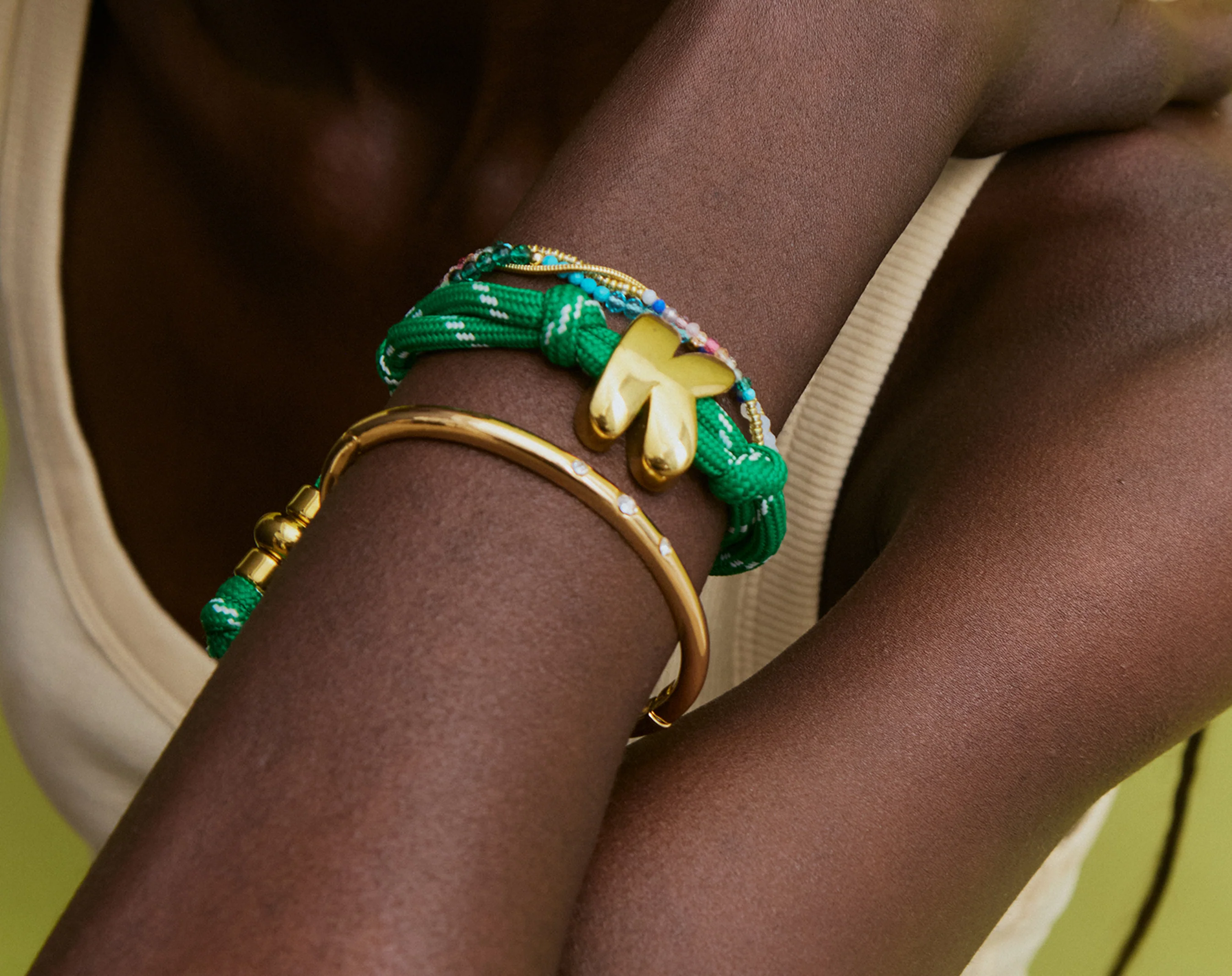 Knotty Initial Custom Bracelet - Bright Green Single Letter - Image 8