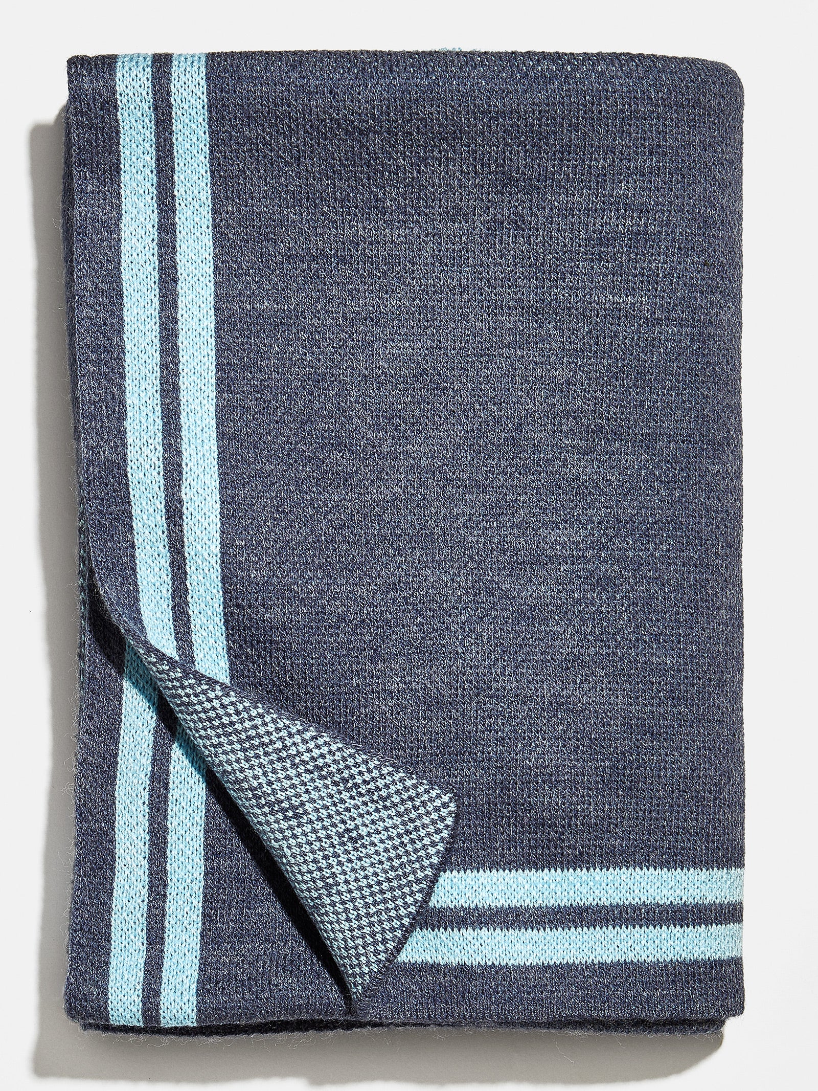 Your Name In Stripes Custom Blanket - Light Blue / Dark Blue - Image 4