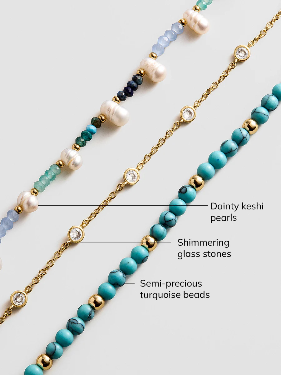 Rowan Semi-Precious Layered Necklace - Gold/Blue - Image 5