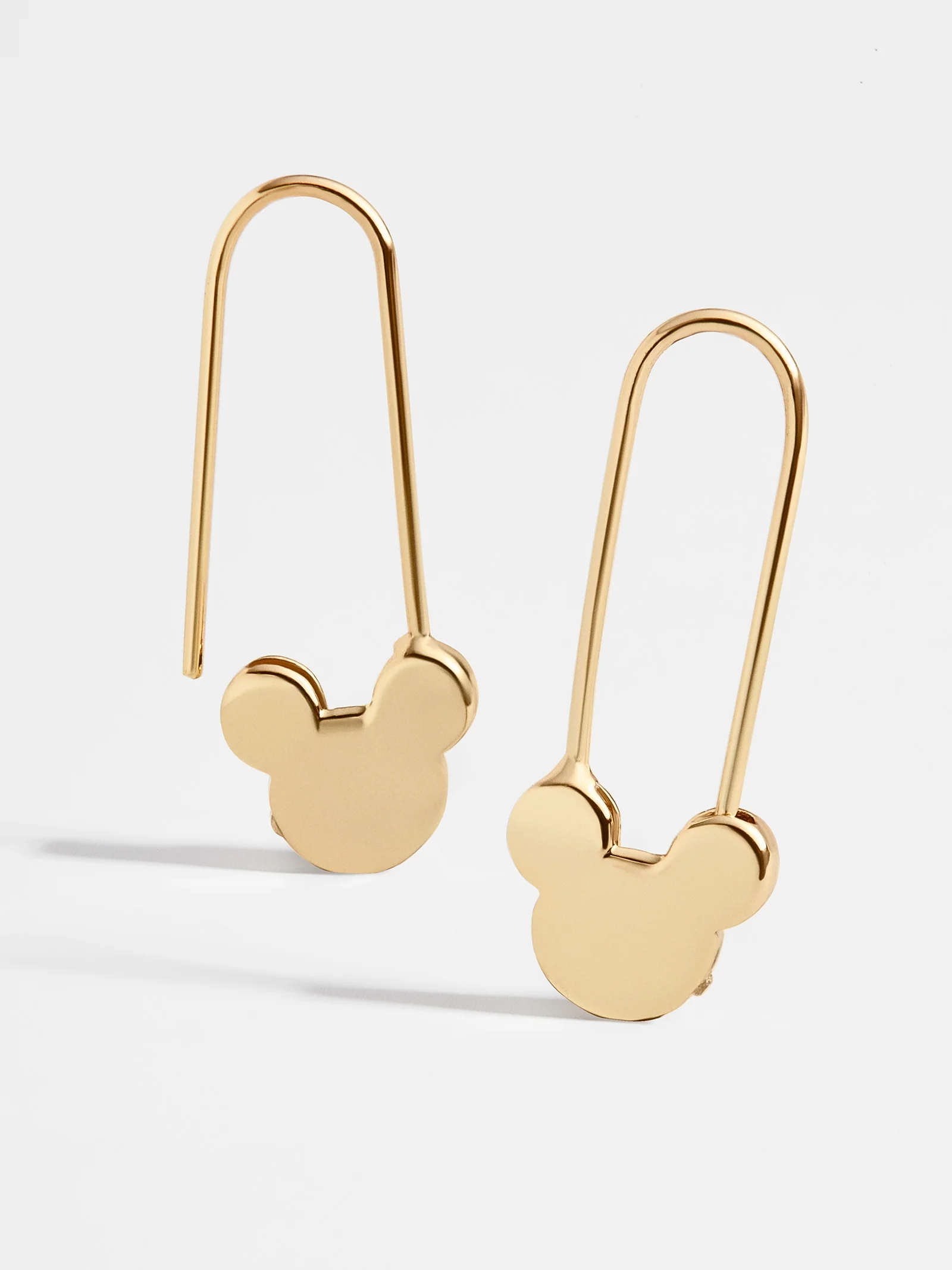 Mickey Mouse Disney 18K Gold Sterling Silver Safety Pin Earrings - Gold - Image 3