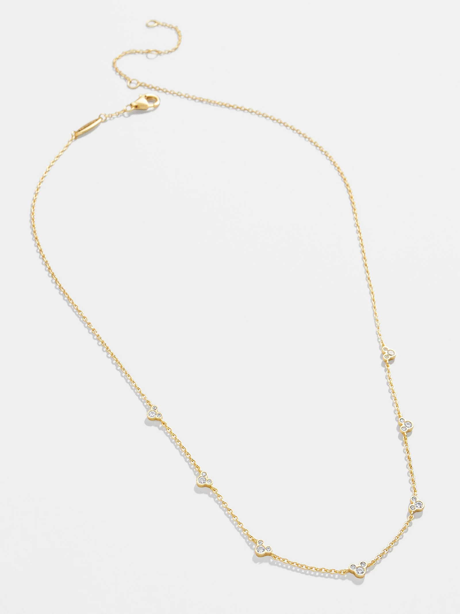 Mickey Mouse Outline 18K Gold Plated Sterling Silver Necklace - Gold/Pavé - Image 3