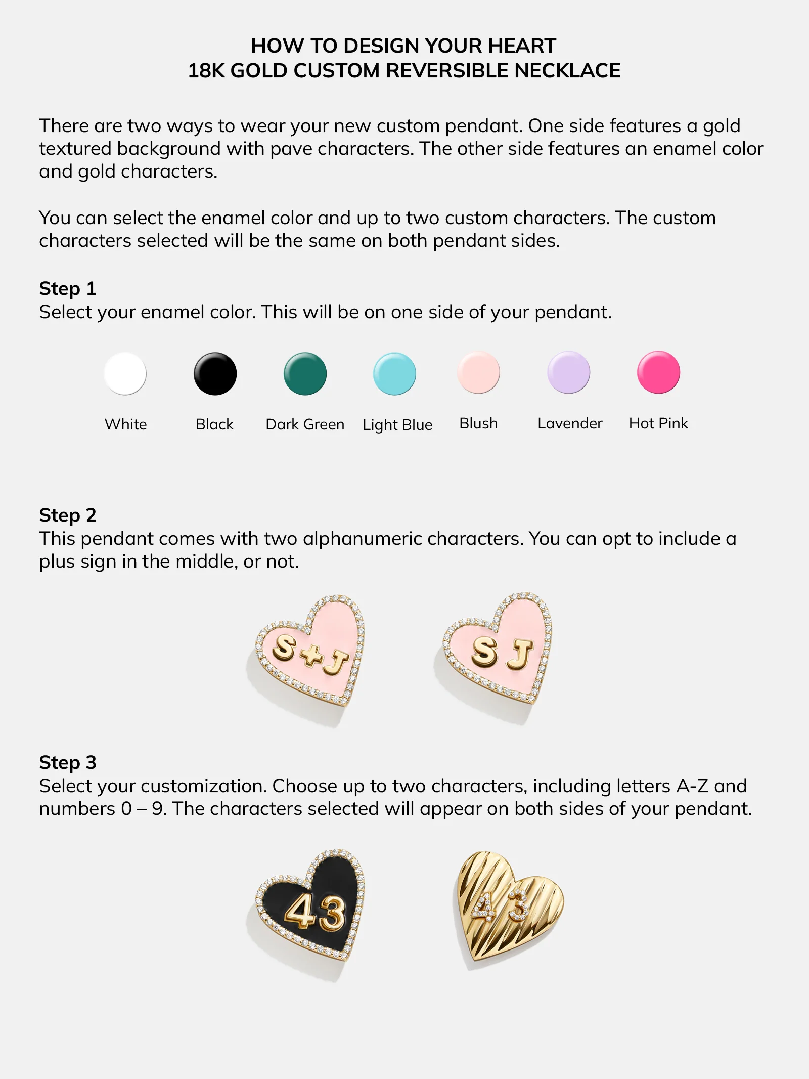 Reversible 14K Gold Custom Heart Necklace - Gold/Pavé - Image 5