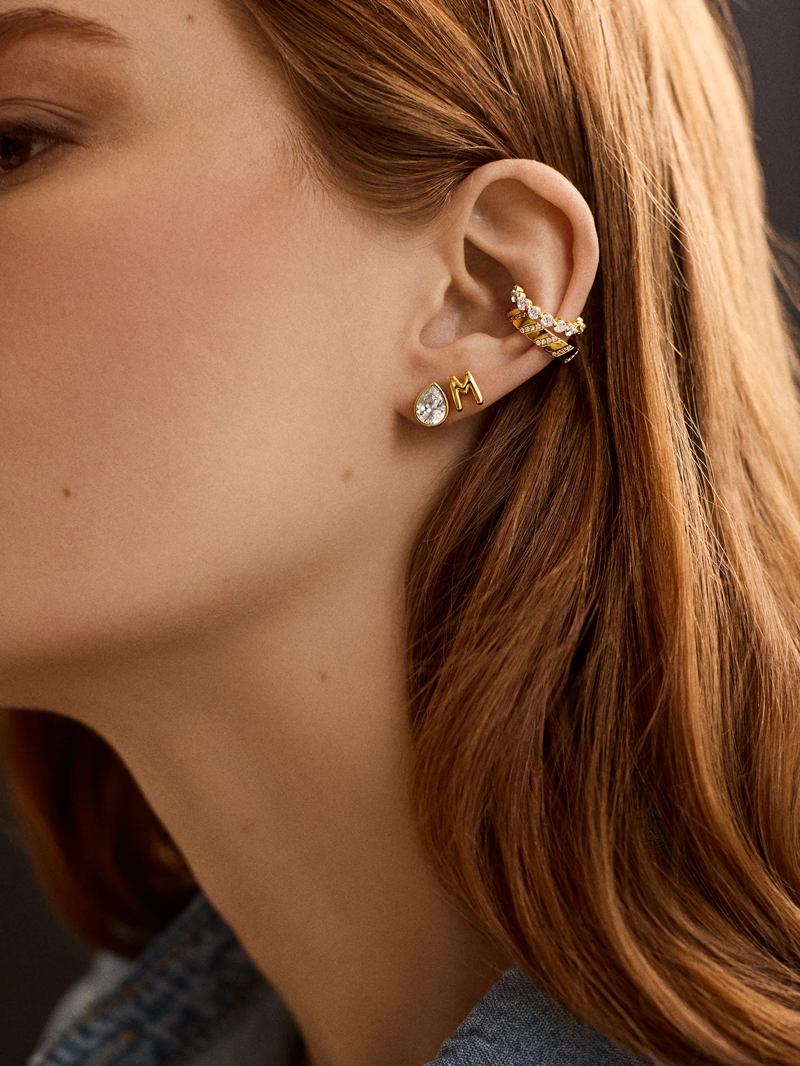 18K Gold Single Bubble Initial Earring - Bubble Initial - Image 25