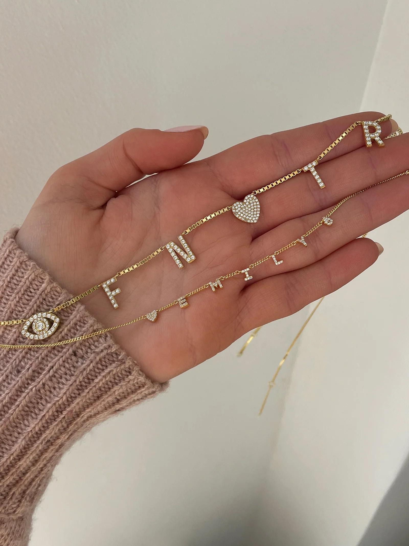 Mini 14K Gold Custom Icon Necklace - 14K Gold. Pavé Cubic Zirconia Stones - Image 3