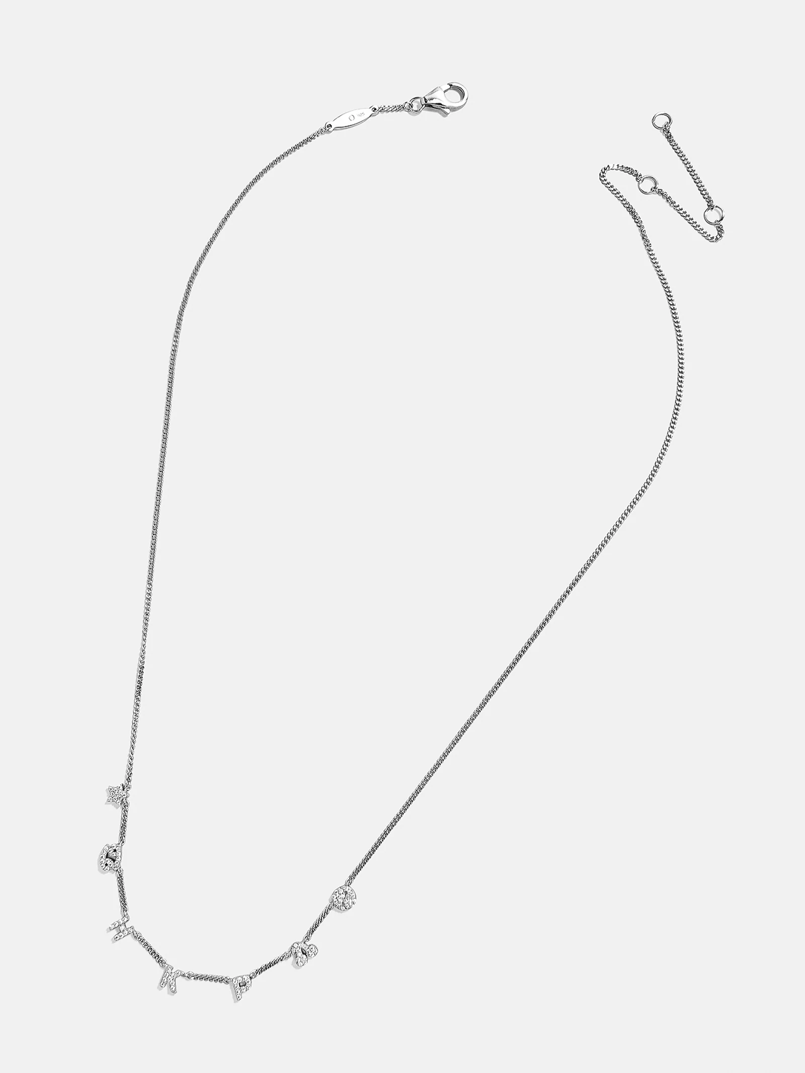 Mini Sterling Silver Custom Icon Necklace - Sterling Silver. Pavé Cubic Zirconia Stones - Image 4