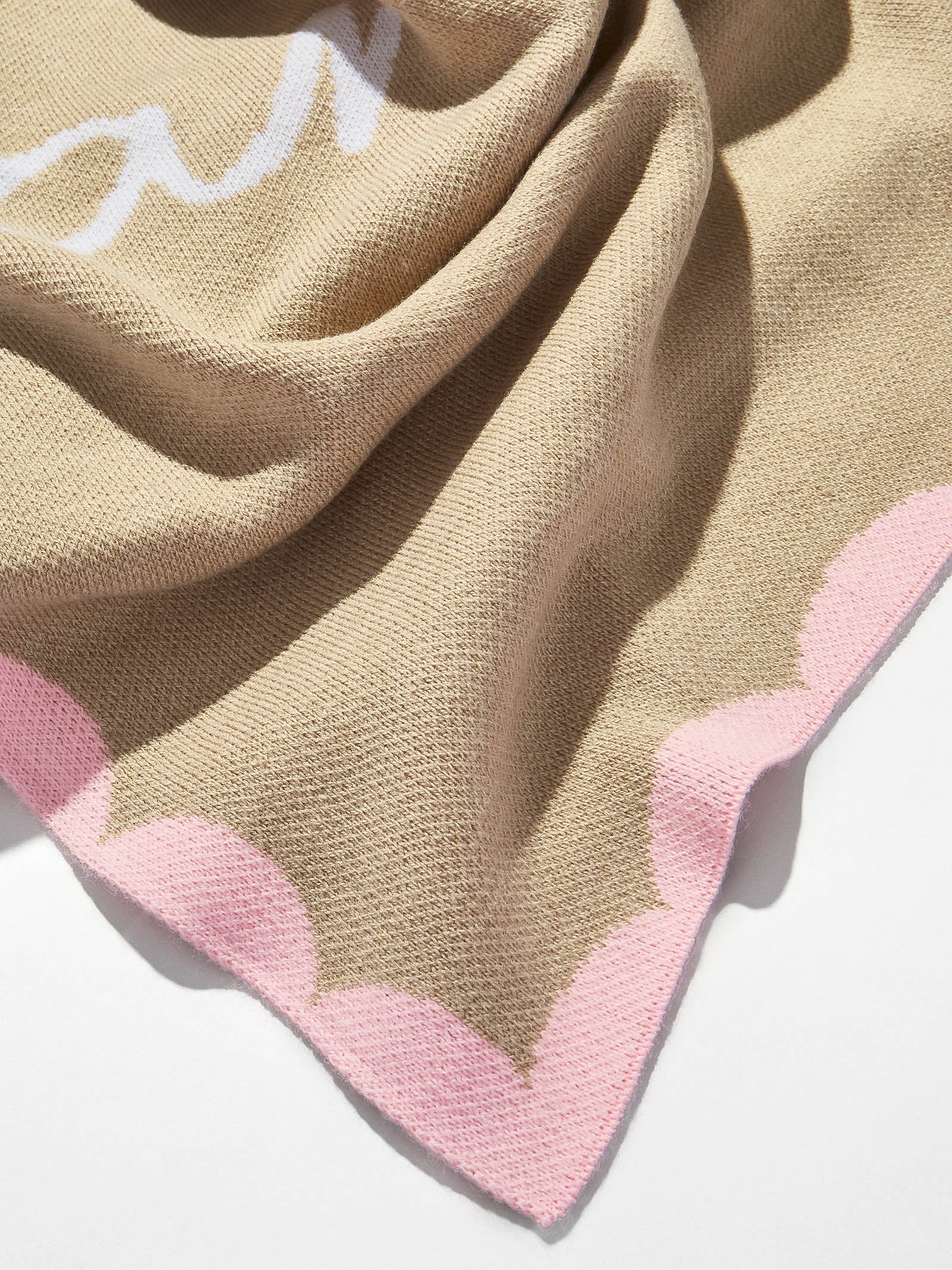 Subtly Scalloped Kids' Custom Blanket - Tan/Pink - Image 4